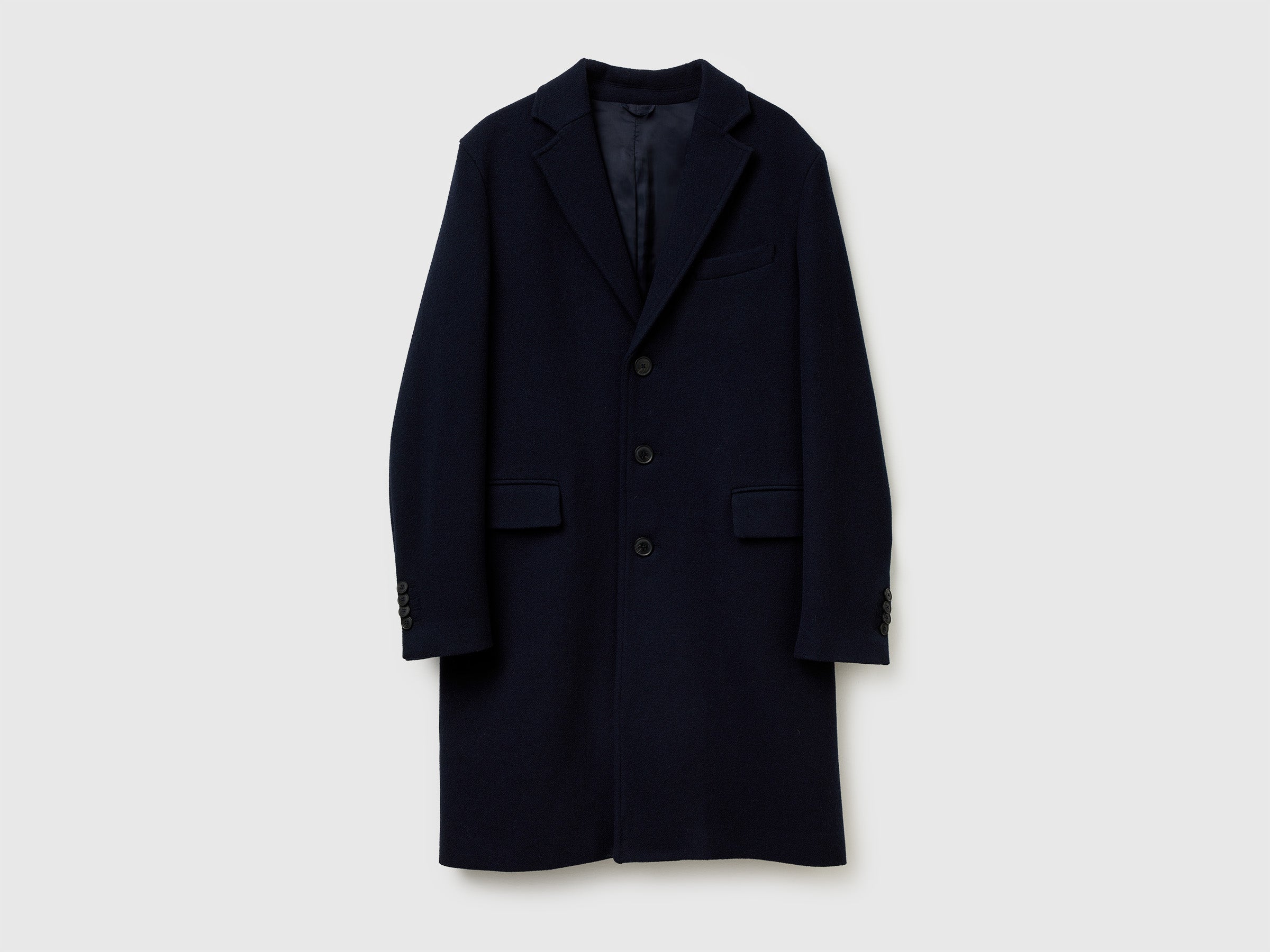 【イタリア製】ベネトン BENETTON ピーコート 黒 48 フォーマル Wool blend lined coat da uomo blu scuro | Benetton Outlet
