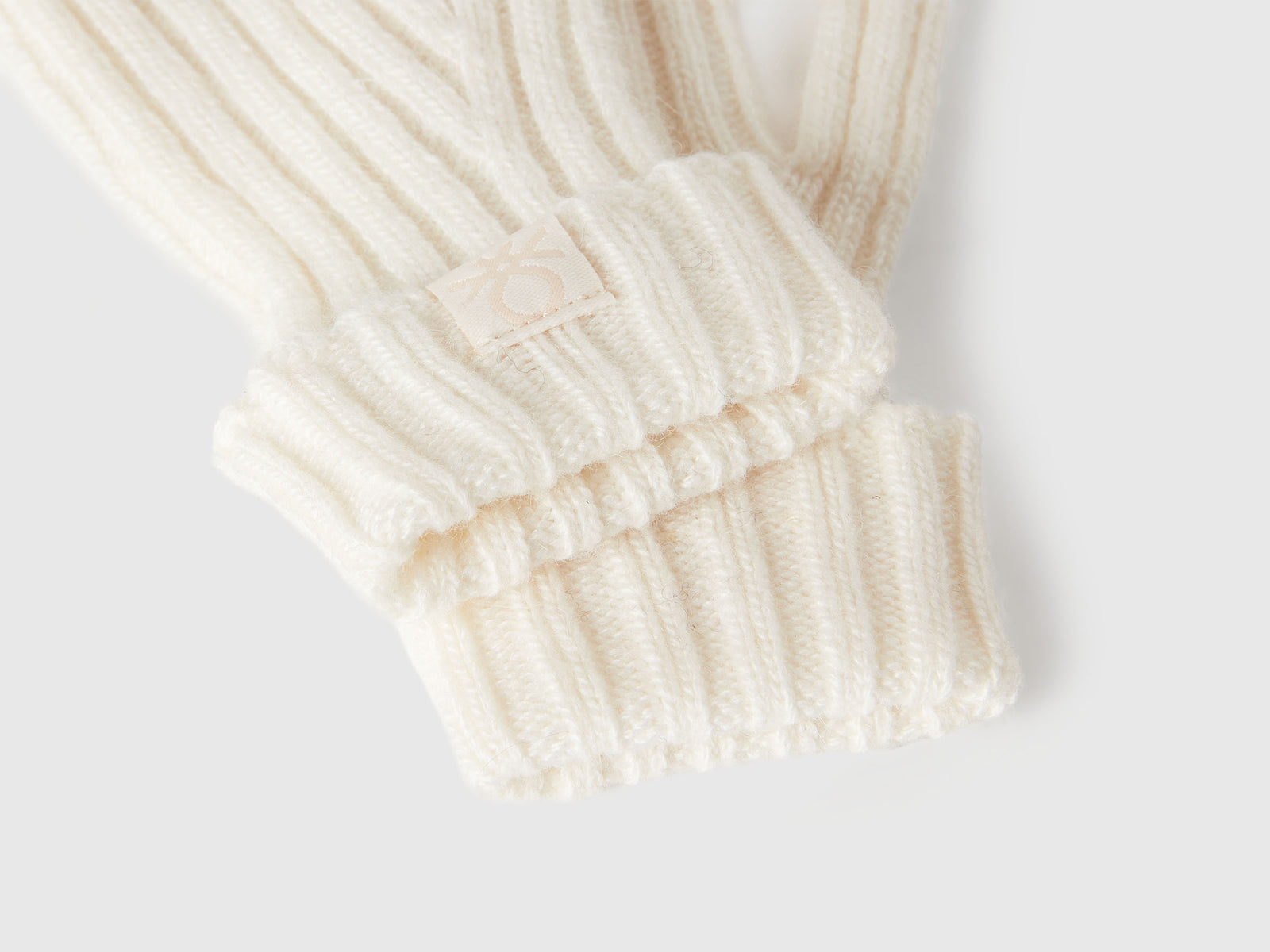 Muffole in misto lana da bimbo bianco panna 3 | Benetton Outlet