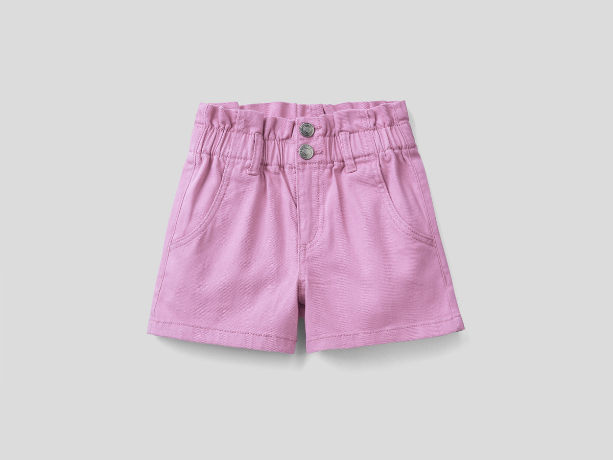 Bermuda paperbag elasticizzati da bambina lilla | Benetton Outlet
