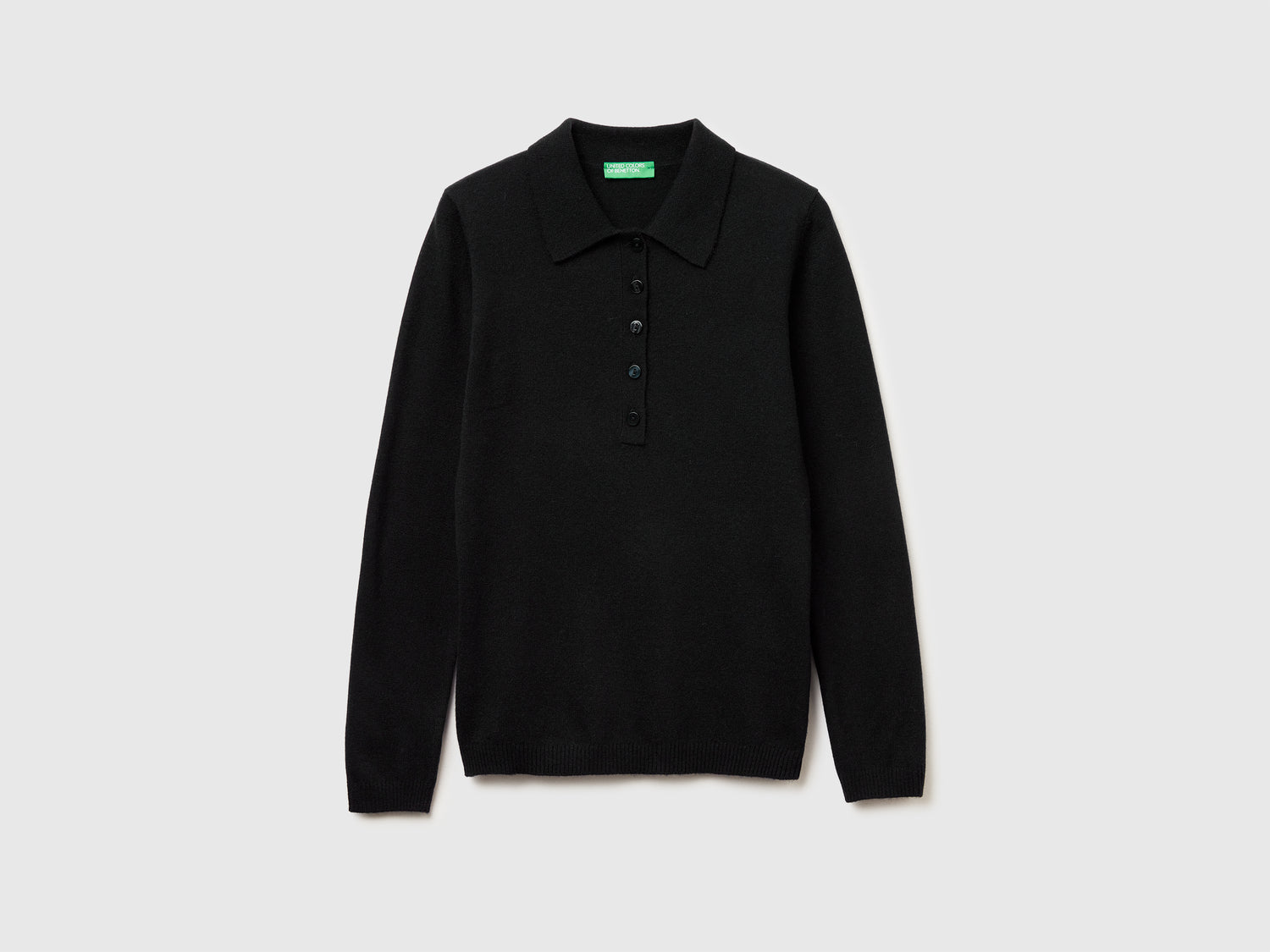 Polo in maglia in misto cashmere da donna nero | Benetton Outlet