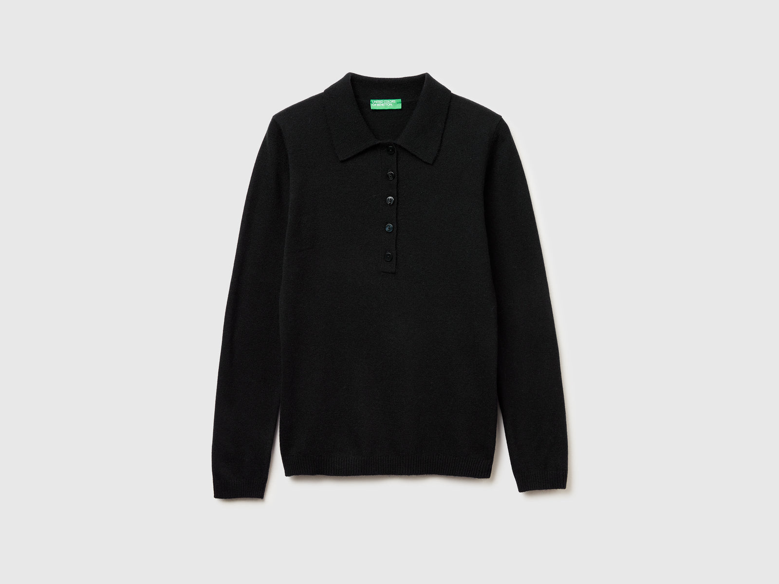 Polo in maglia in misto cashmere da donna nero | Benetton Outlet