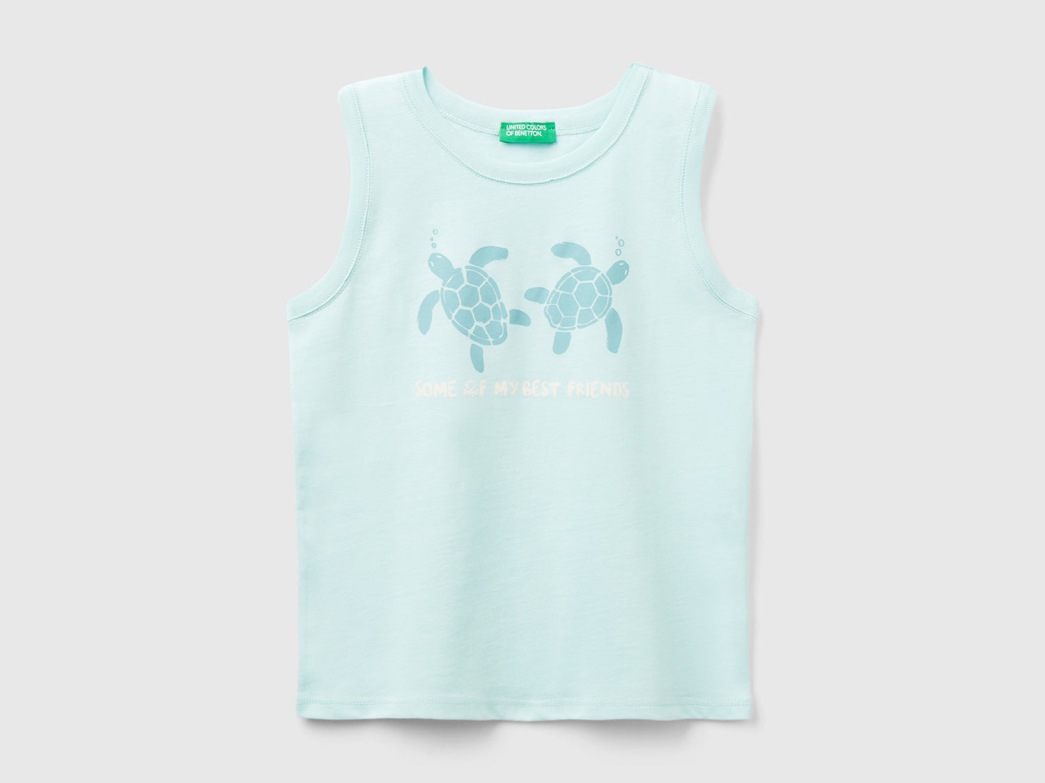 Canotta con stampa in cotone bio da bimbo azzurro | Benetton Outlet