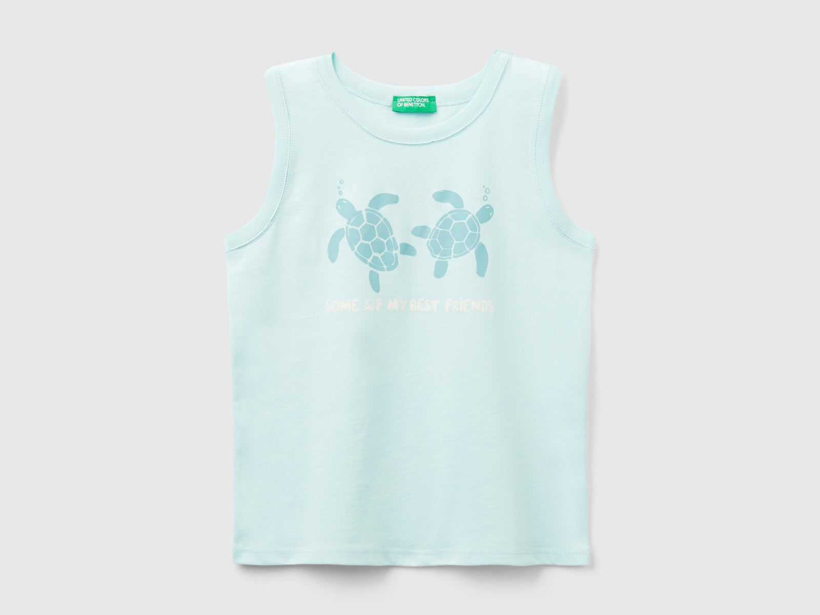 Canotta con stampa in cotone bio da bimbo azzurro | Benetton Outlet