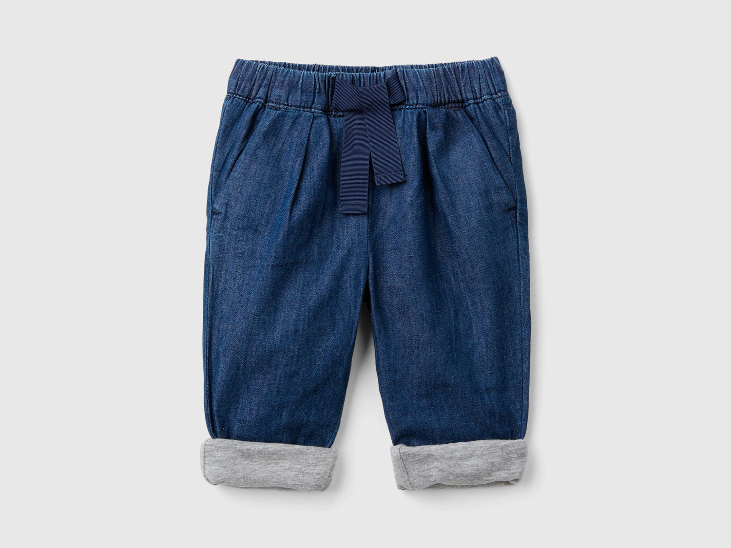 Pantaloni foderati in chambray da neonato blu | Benetton Outlet
