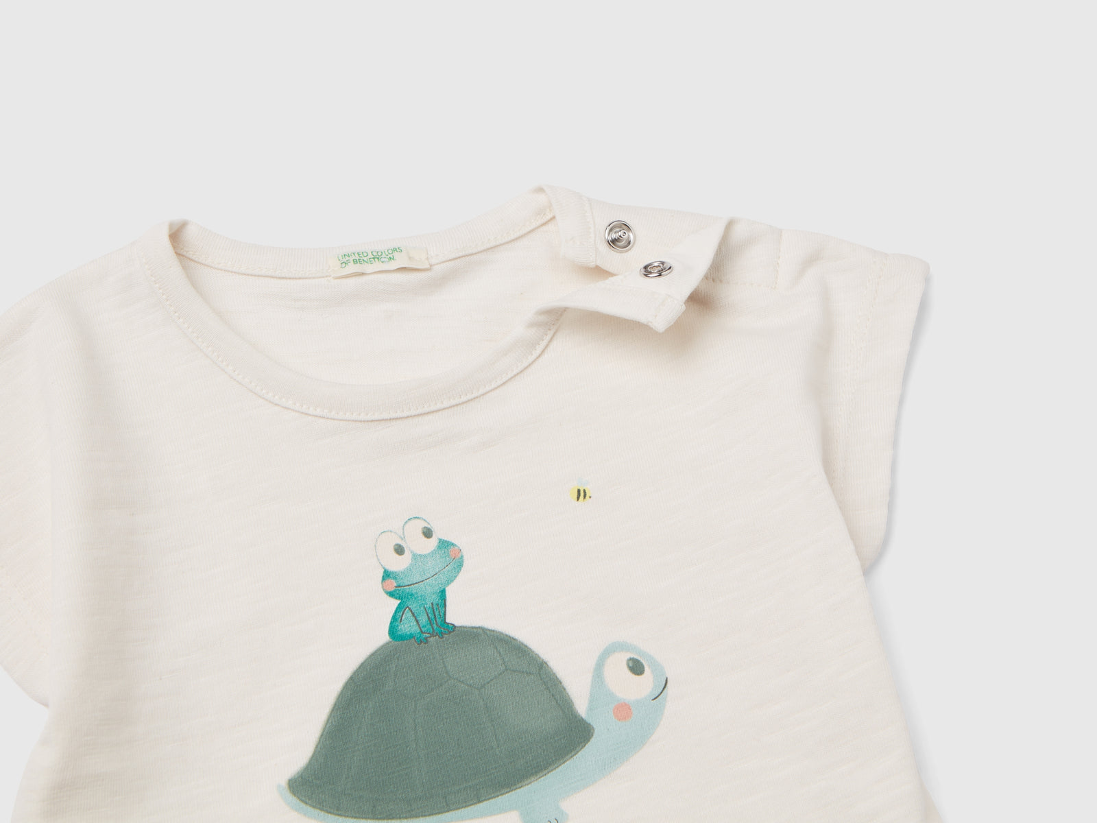 Maglietta con stampa animaletto da neonato bianco panna 2 | Benetton Outlet