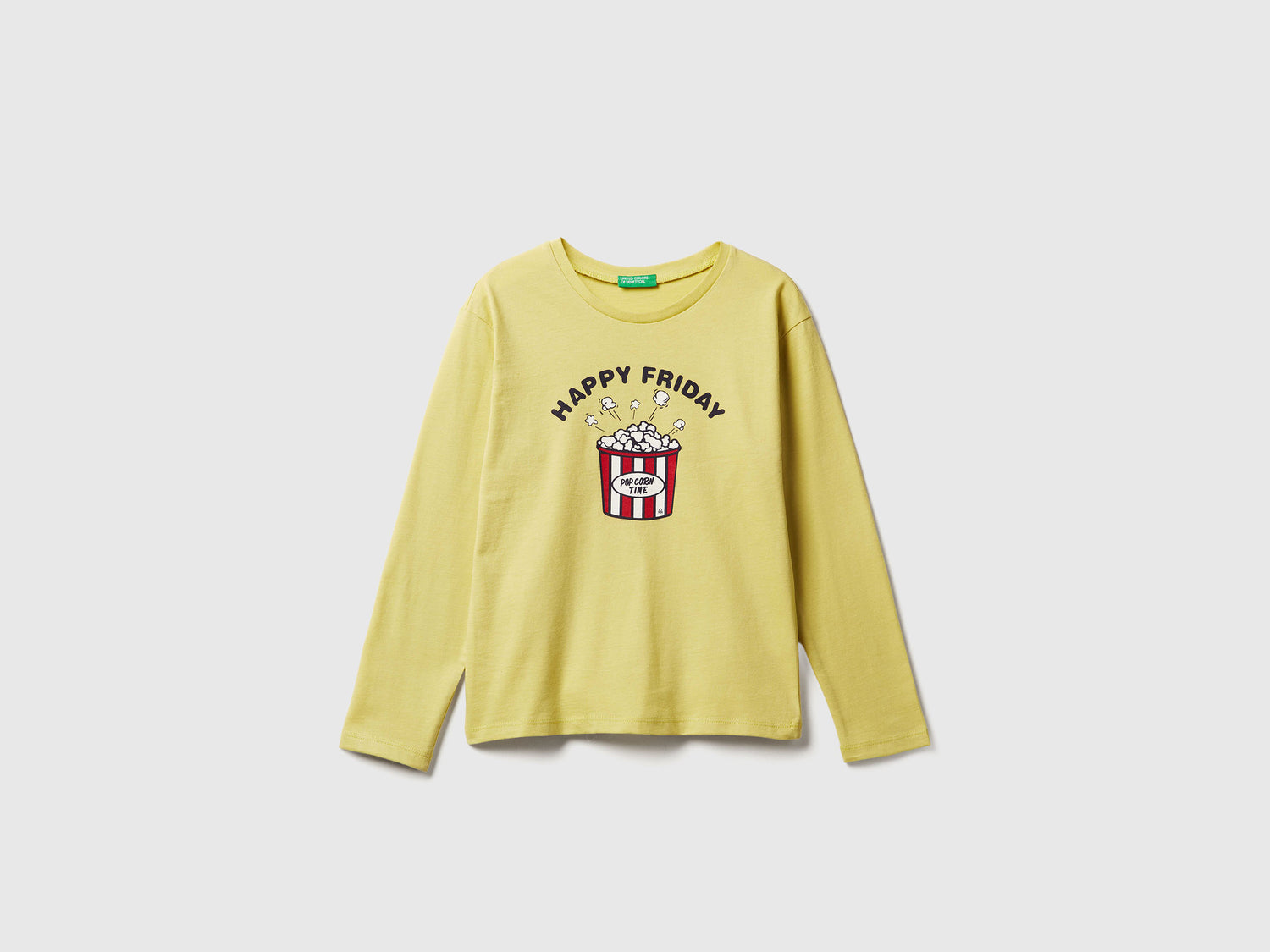 T-shirt con stampa da bambina giallo | Benetton Outlet