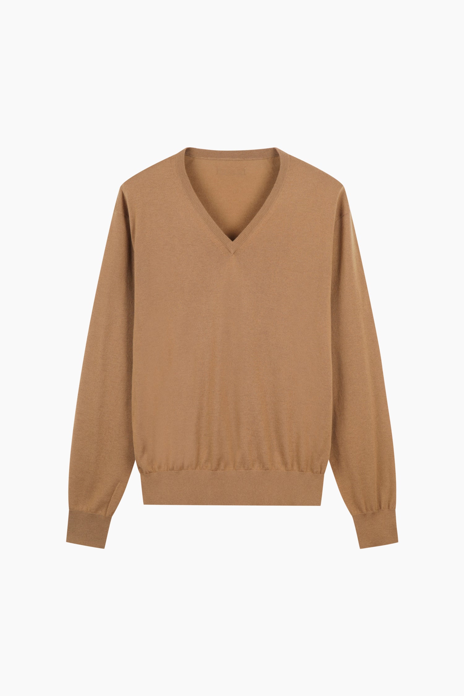 Maglia 100% lana con scollo a V da donna cammello | Sisley Outlet