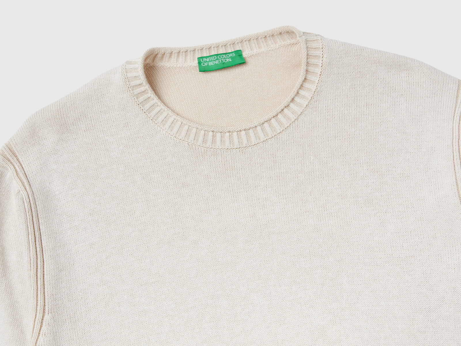 Maglia in misto cotone riciclato da uomo bianco panna 3 | Benetton Outlet