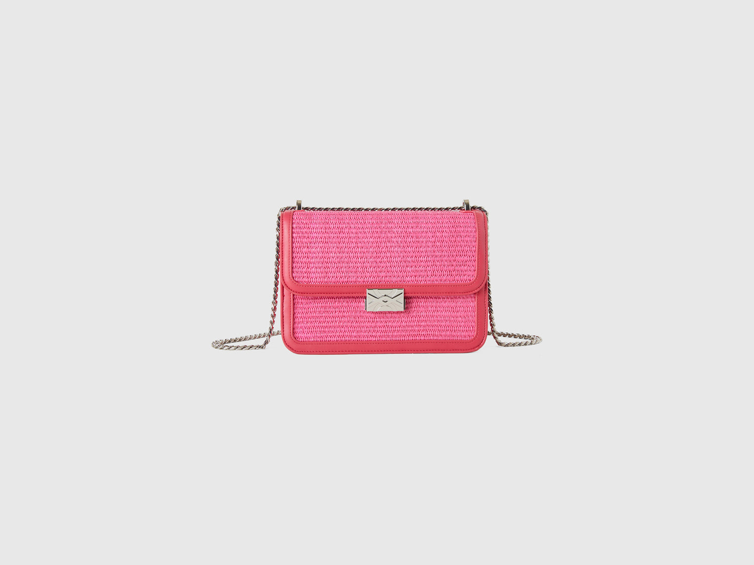 Borsa media effetto rafia da donna fucsia | Benetton Outlet