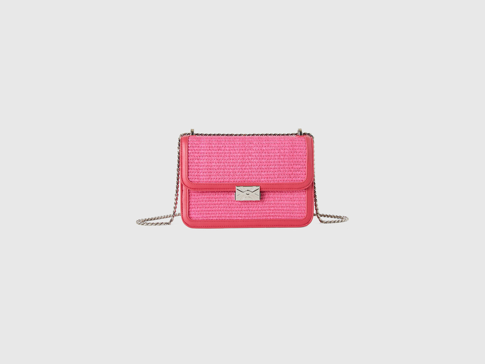 Borsa media effetto rafia da donna fucsia | Benetton Outlet
