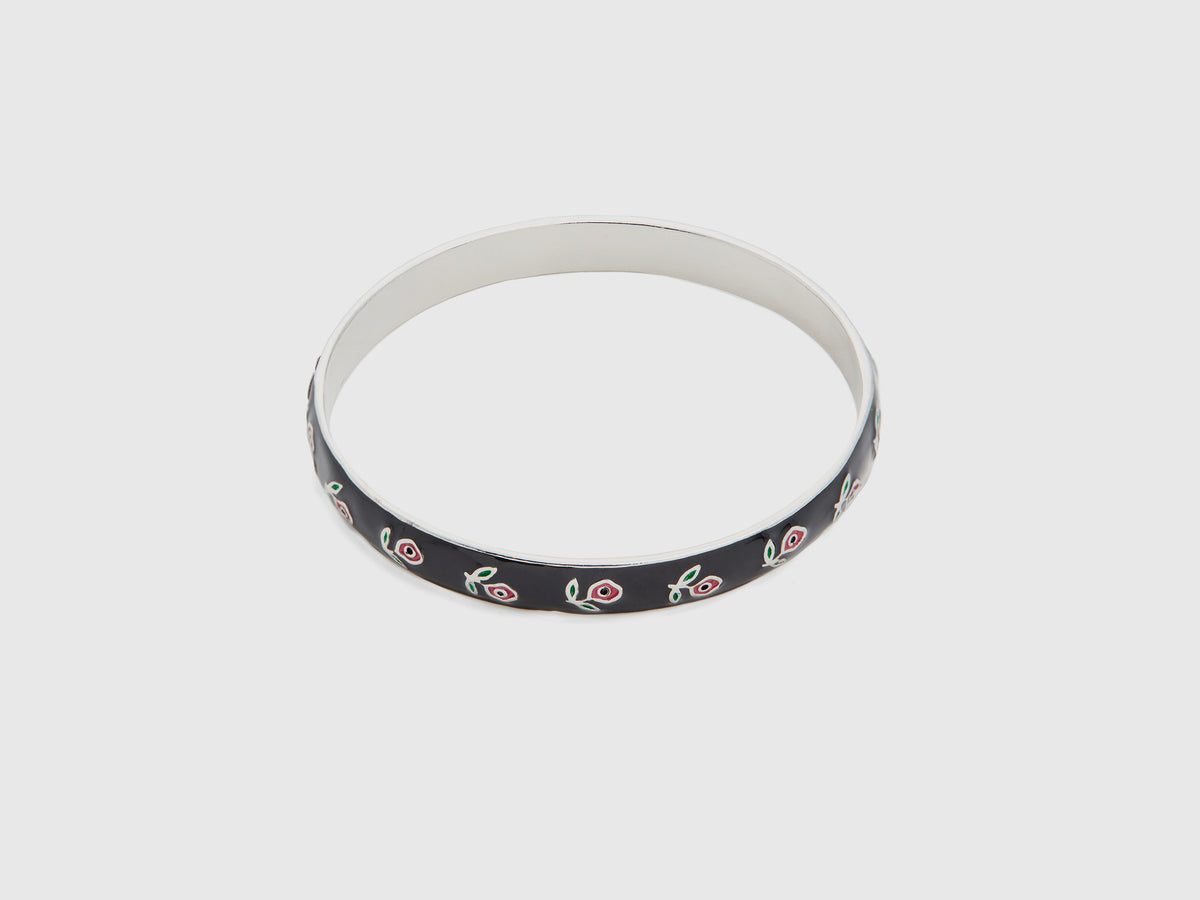 Bracciale bangle con fiori rosa