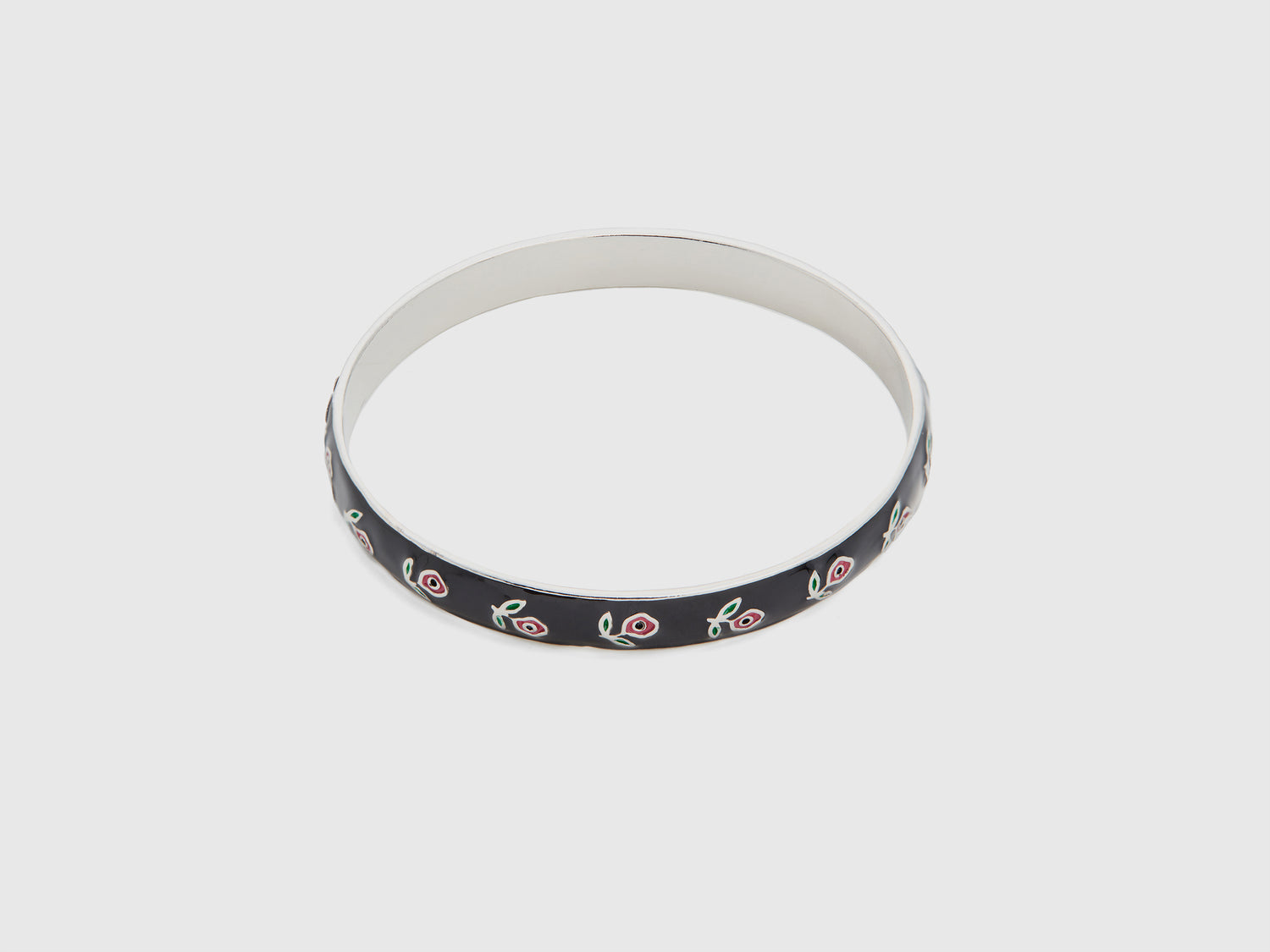 Bracciale bangle con fiori rosa da donna nero | Benetton Outlet