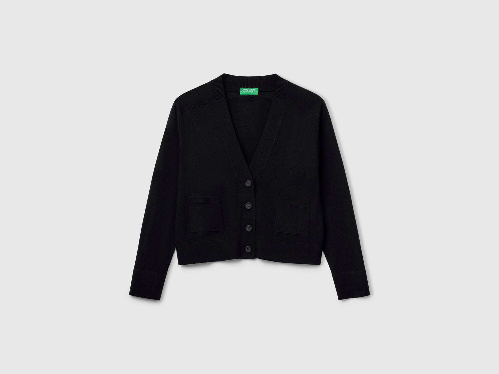 Cardigan in pura lana Merino da donna nero | Benetton Outlet