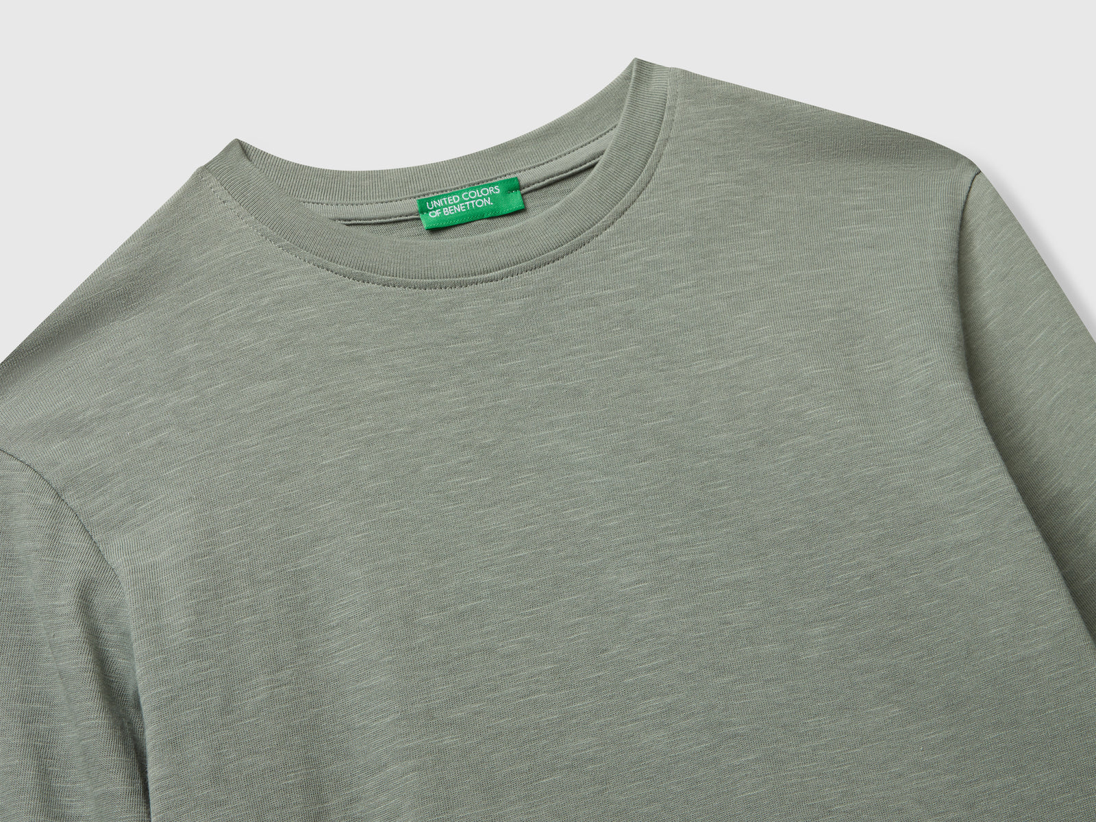 Maglietta con stampa davanti e dietro da bambino verde militare 3 | Benetton Outlet