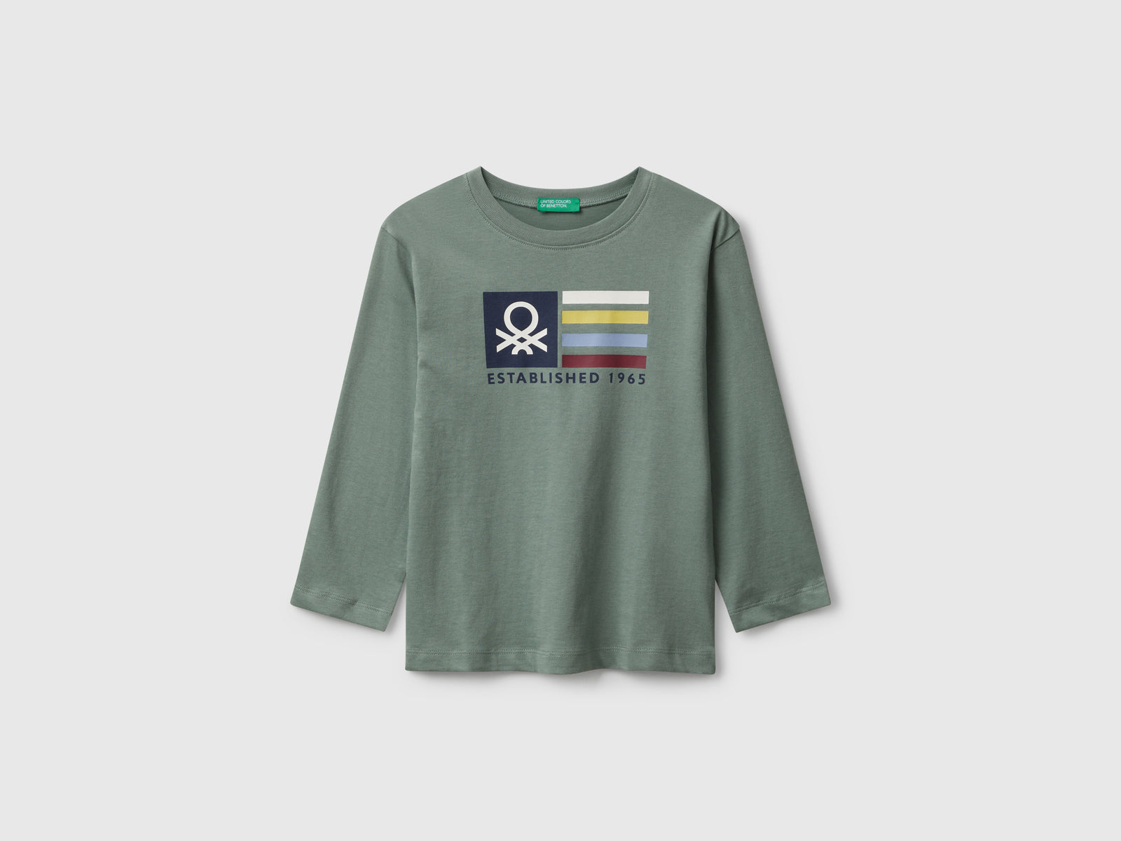 T-shirt con stampa logo da bimbo verde militare | Benetton Outlet