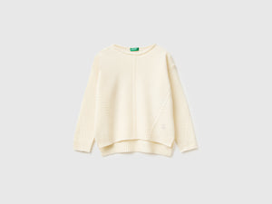 Maglia con trecce in misto lana
