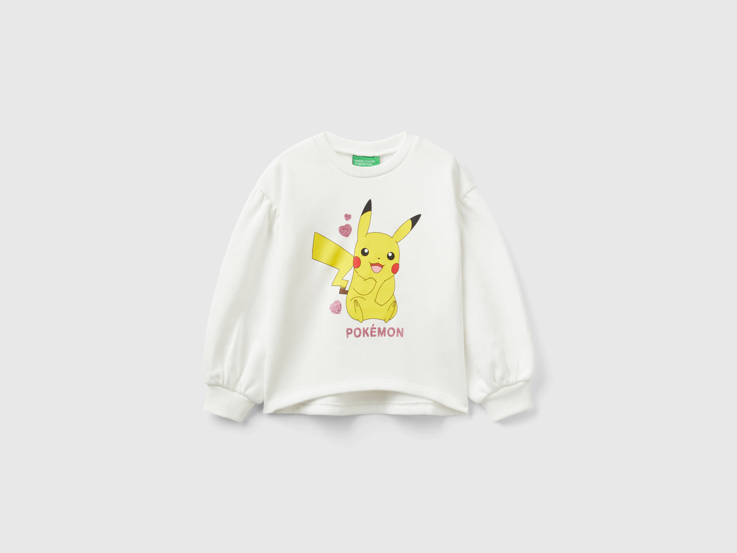 Calda felpa Pokémon con manica ampia da bimba bianco | Benetton Outlet