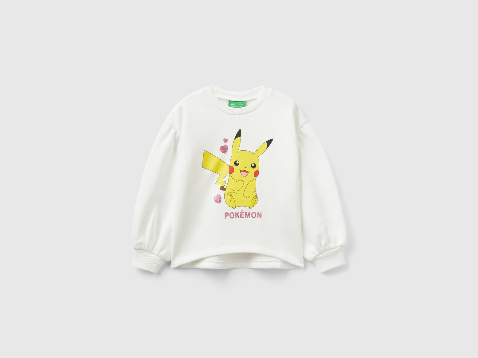 Calda felpa Pokémon con manica ampia da bimba bianco | Benetton Outlet
