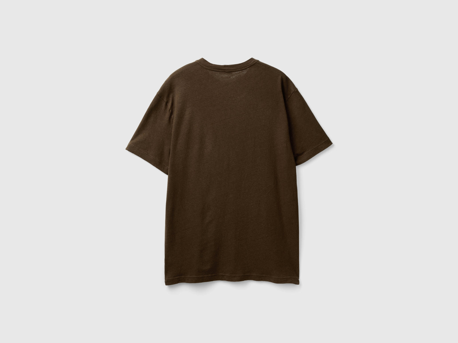 Maglietta in misto lino da uomo marrone scuro 2 | Benetton Outlet