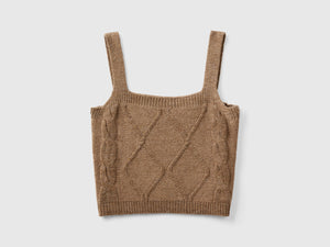Crop top in maglia con trecce e losanghe