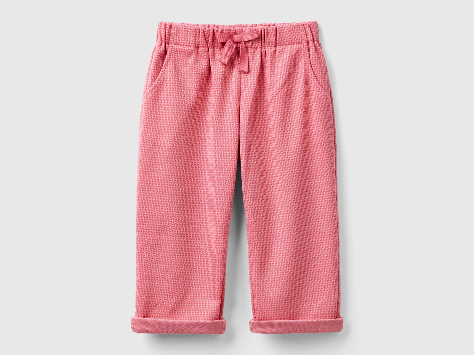 Pantaloni pied de poule con fiocco da bimba rosa | Benetton Outlet