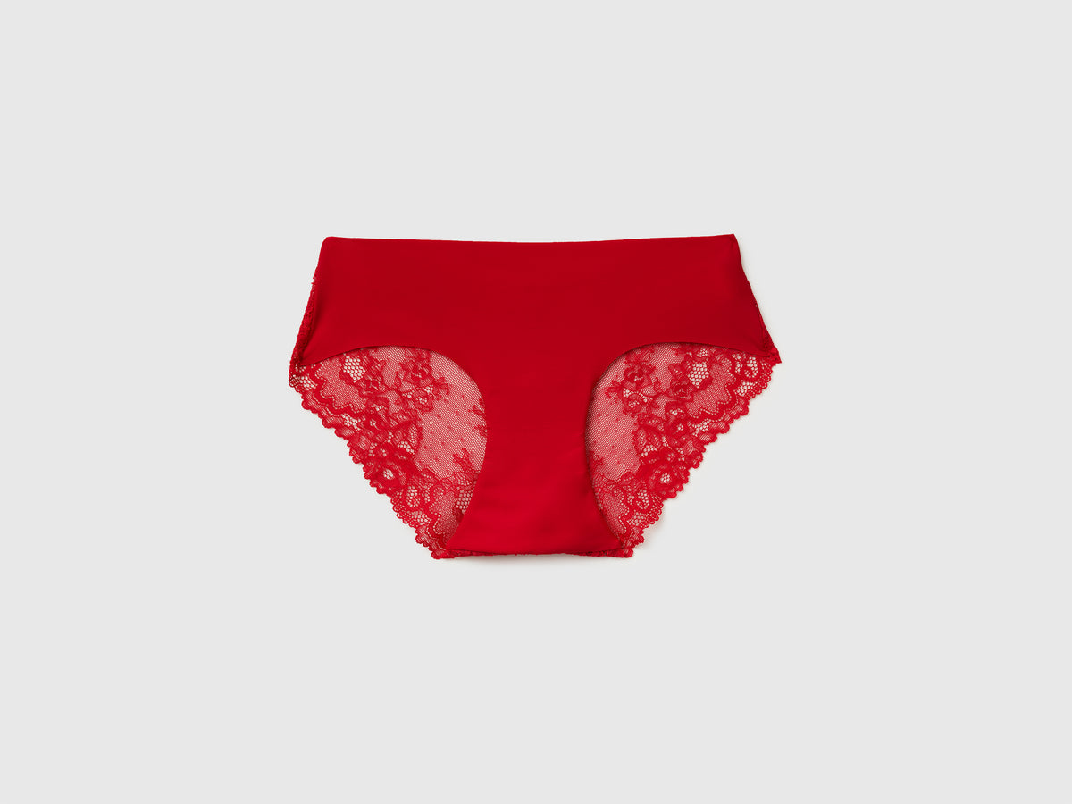 Slip rossi stretch con pizzo