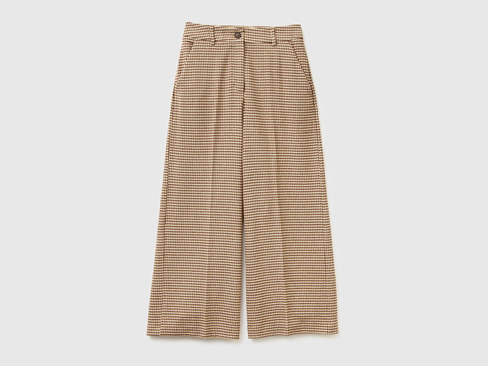 Pantaloni ampi pied de poule da donna cammello | Benetton Outlet