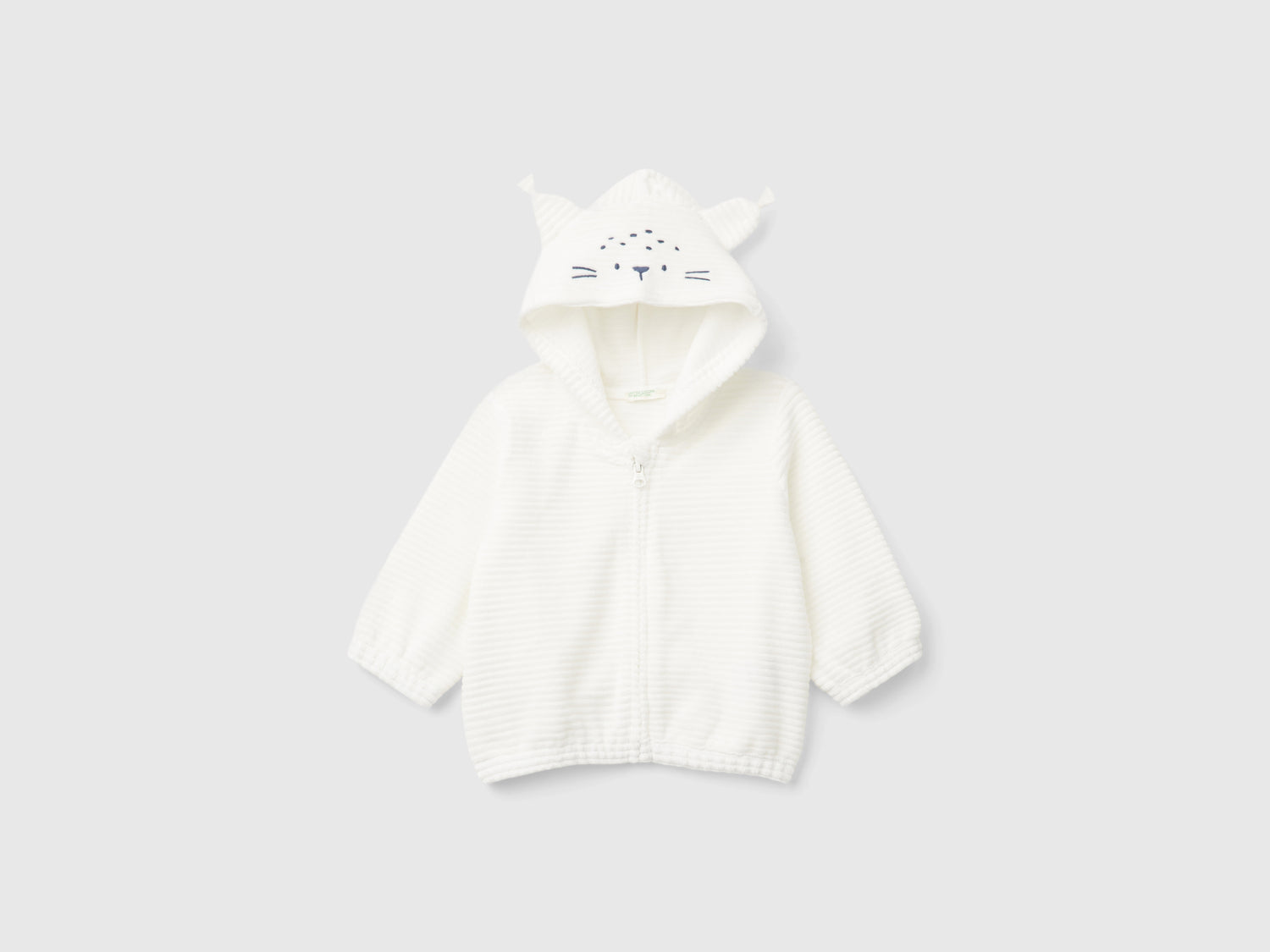Felpa in ciniglia con cappuccio da neonato bianco panna | Benetton Outlet