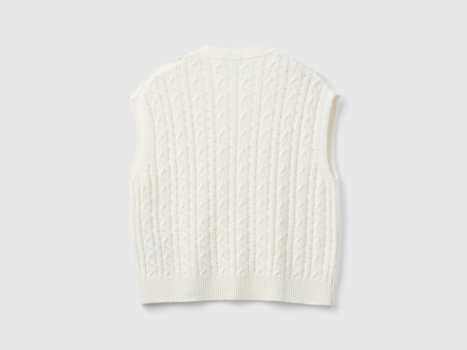 Boxy fit vest with braids and perforations da donna bianco panna 2 | Benetton Outlet
