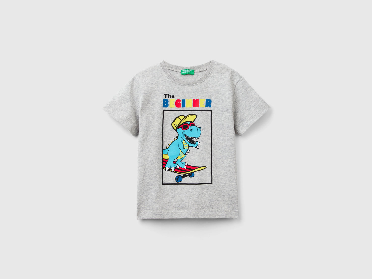 T-shirt con dettagli fluo da bimbo grigio chiaro | Benetton Outlet