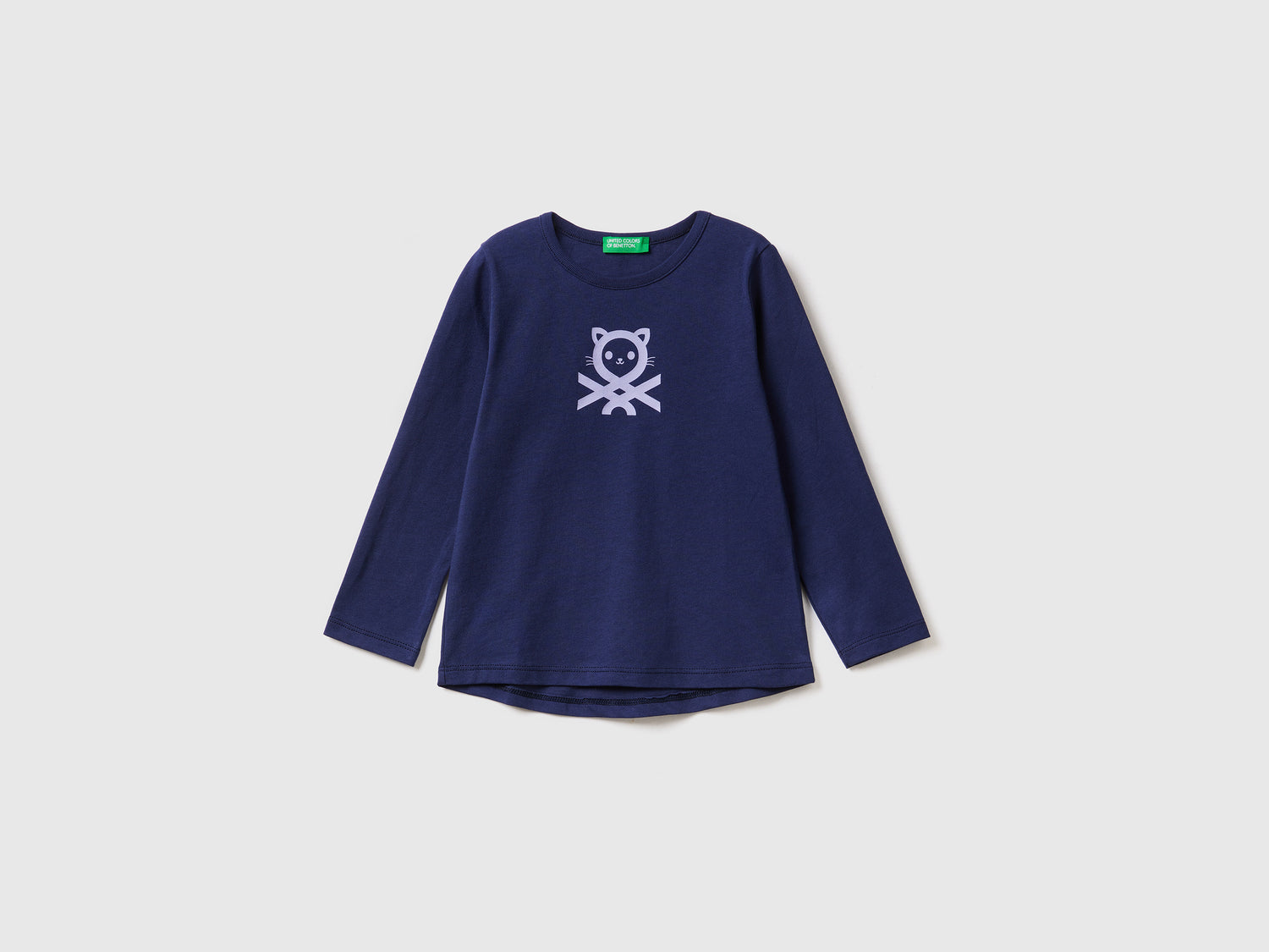 Maglietta con logo 100% cotone da bimba blu scuro | Benetton Outlet