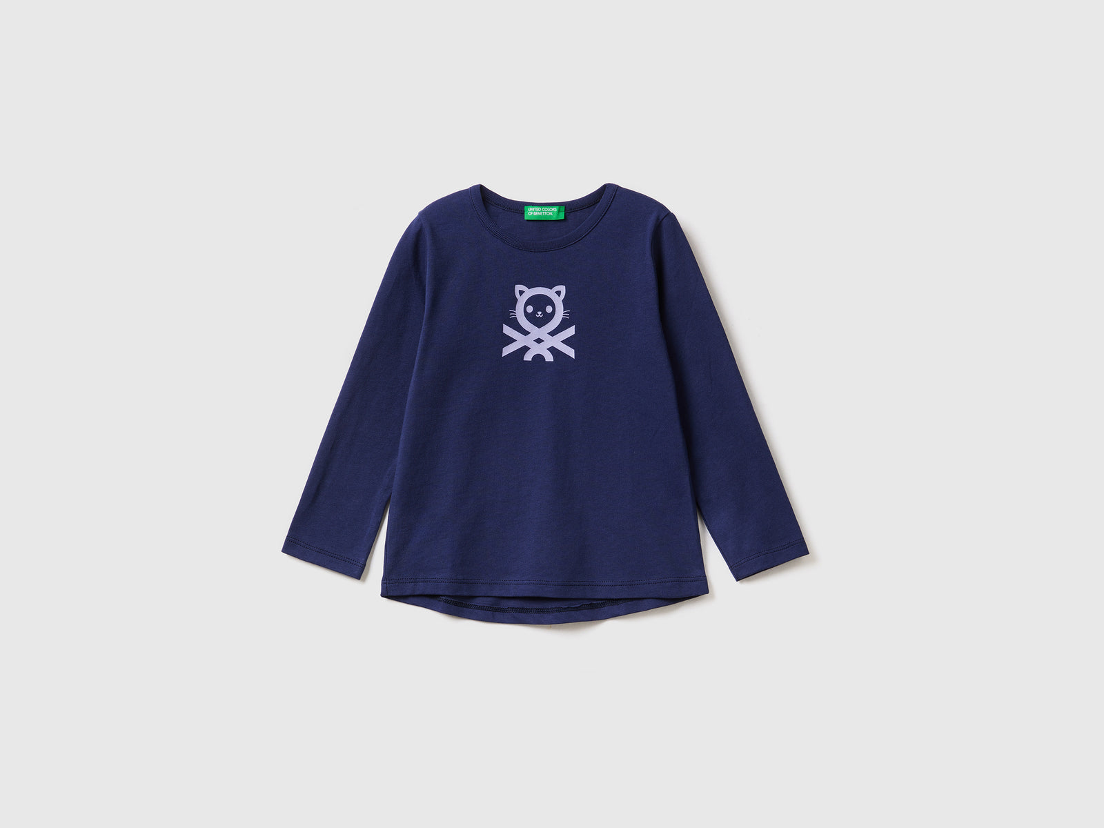 Maglietta con logo 100% cotone da bimba blu scuro | Benetton Outlet