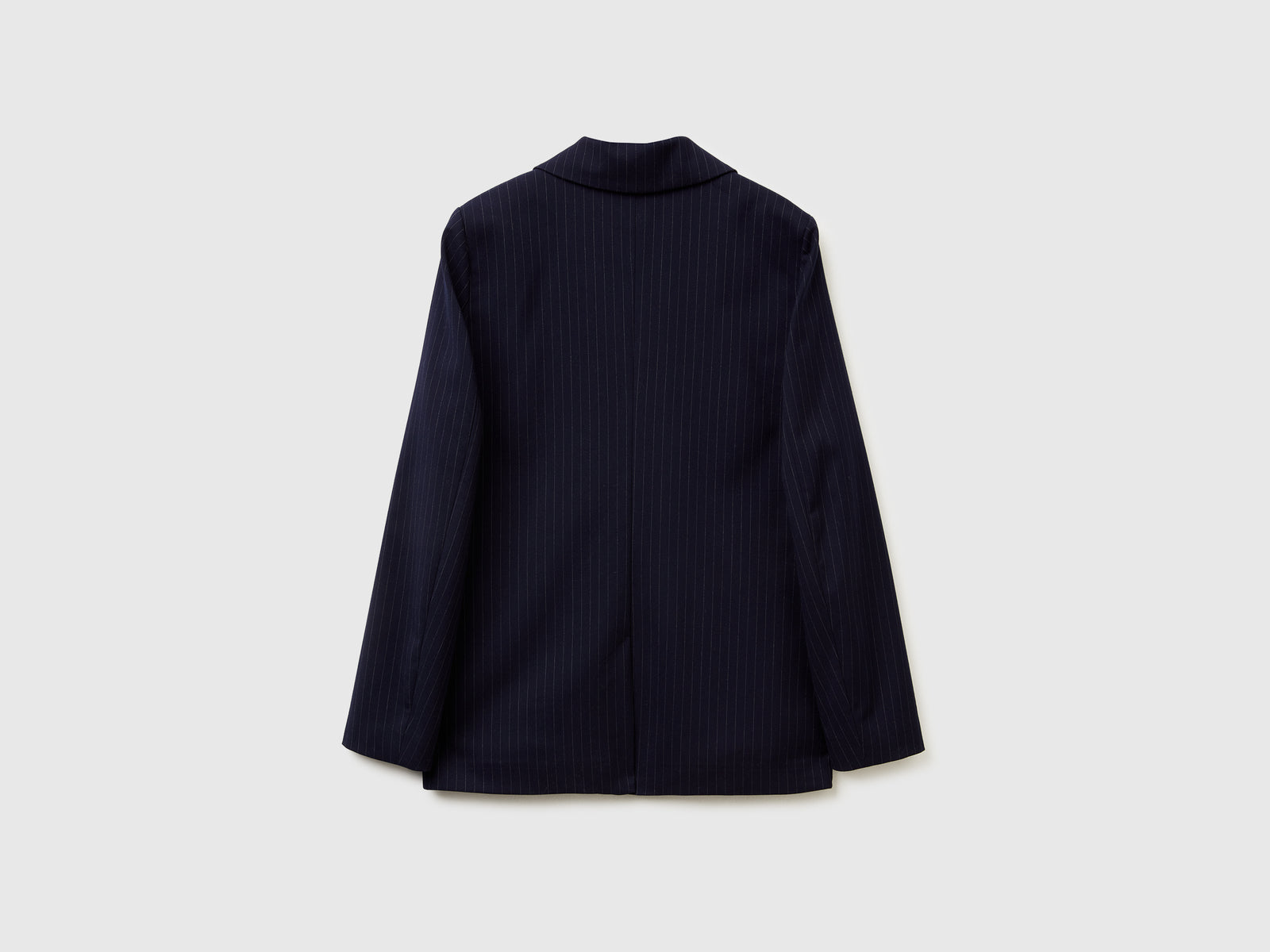 Blazer gessato in misto viscosa da donna blu scuro 2 | Benetton Outlet