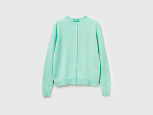 Cardigan girocollo in pura lana Merino