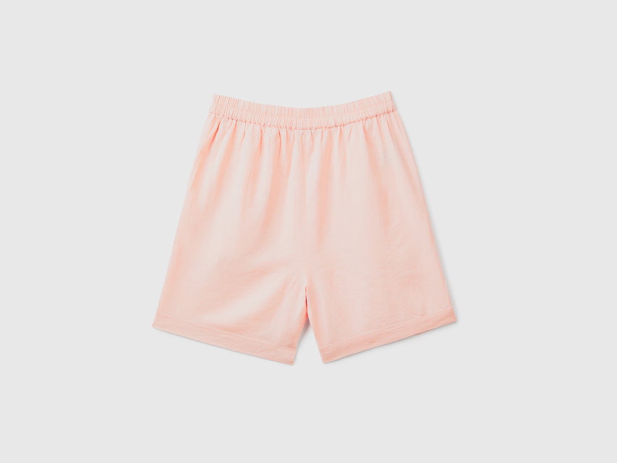 Pantaloni corti copricostume in lino misto viscosa