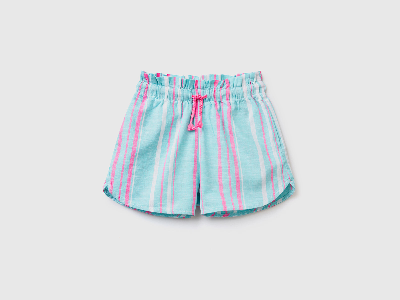 Shorts in puro cotone a righe verticali tinto filo da bambina multi-color | Benetton Outlet