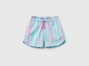 Shorts in puro cotone a righe verticali tinto filo