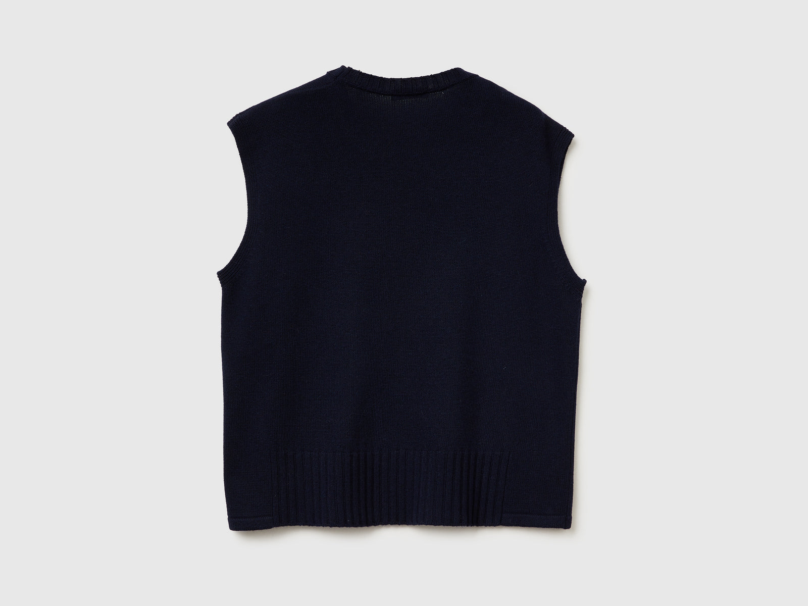 Gilet in misto lana e viscosa da donna blu scuro 2 | Benetton Outlet