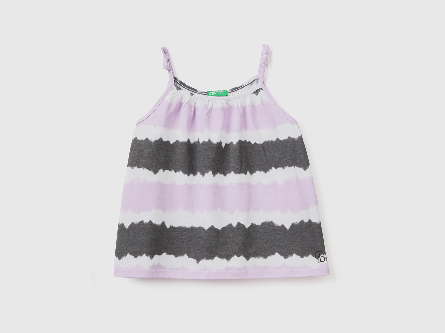 Top smanicato in puro cotone con stampa effetto tye-dye da bambina multi-color | Benetton Outlet