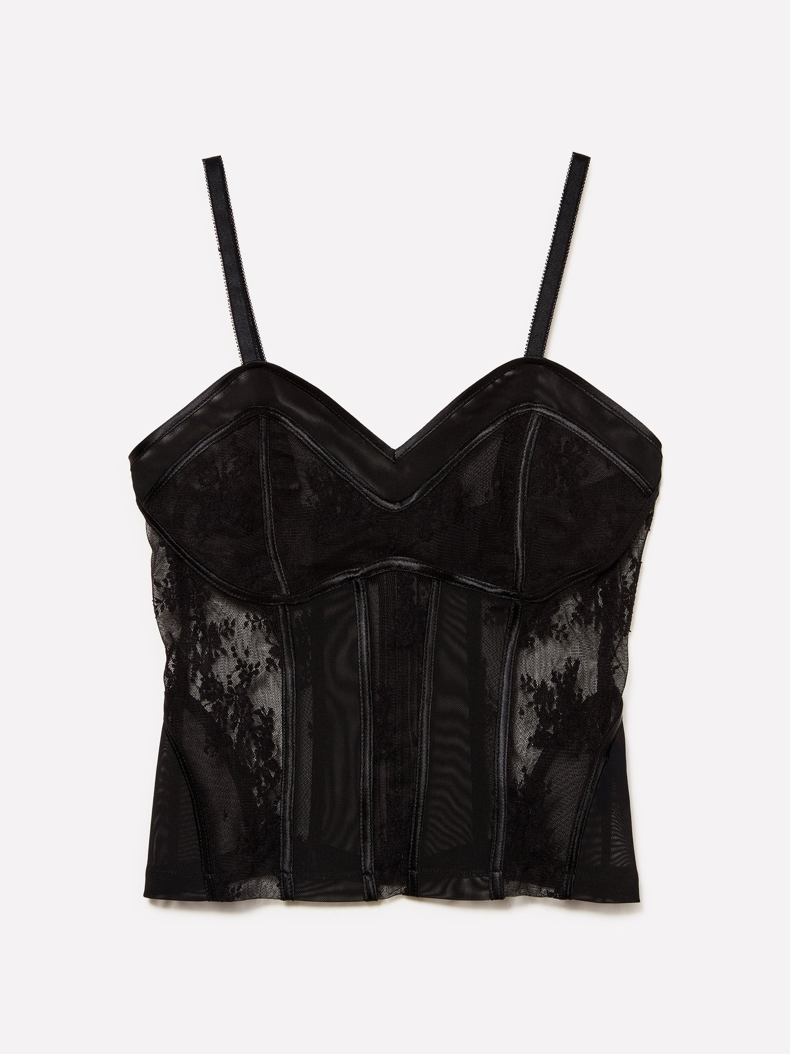 Top in tulle e pizzo da donna nero | Sisley Outlet