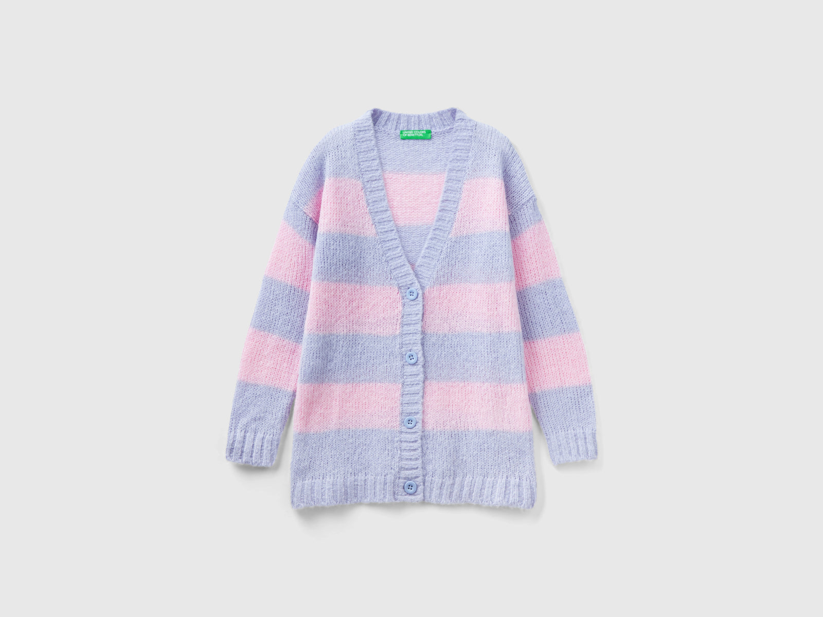 Cardigan a righe bicolor da bambina lilla | Benetton Outlet