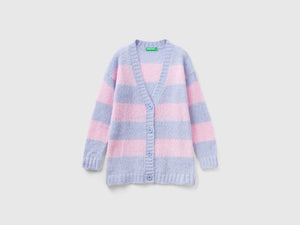 Cardigan a righe bicolor