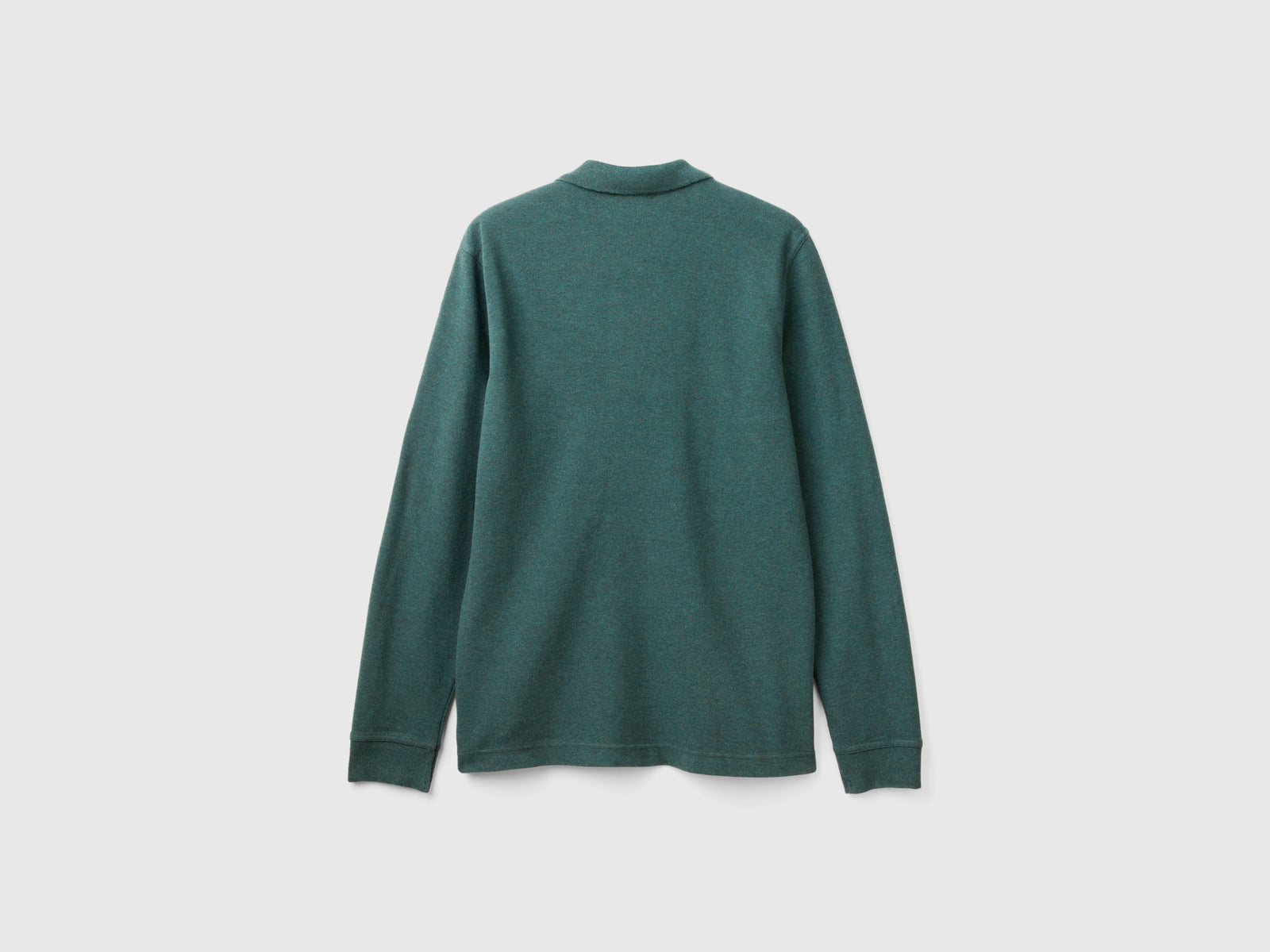 Polo mélange in cotone bio da uomo verde scuro 2 | Benetton Outlet