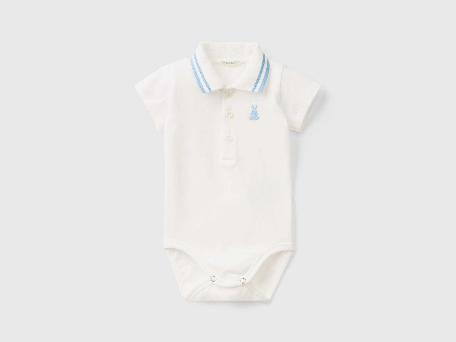 Body a polo in cotone biologico da neonato bianco panna | Benetton Outlet