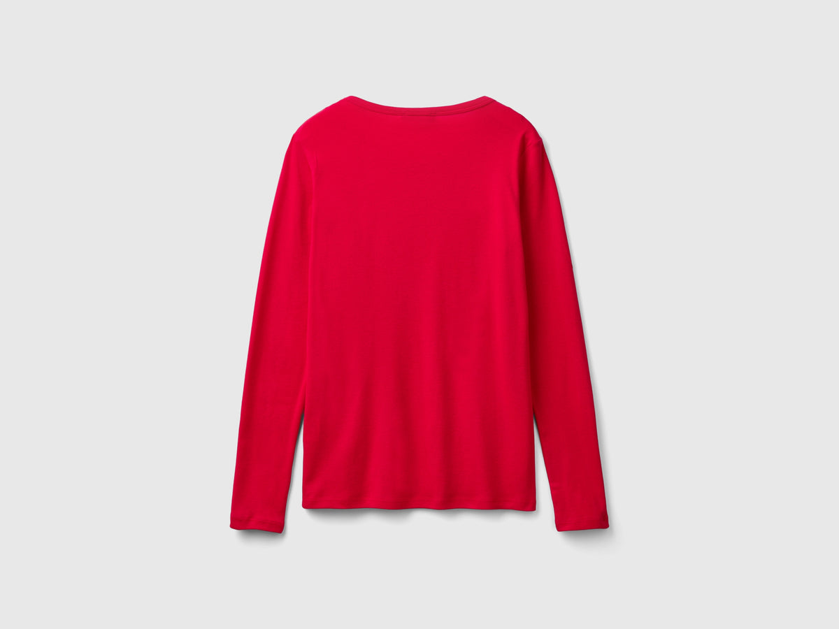 T-shirt a manica lunga in puro cotone