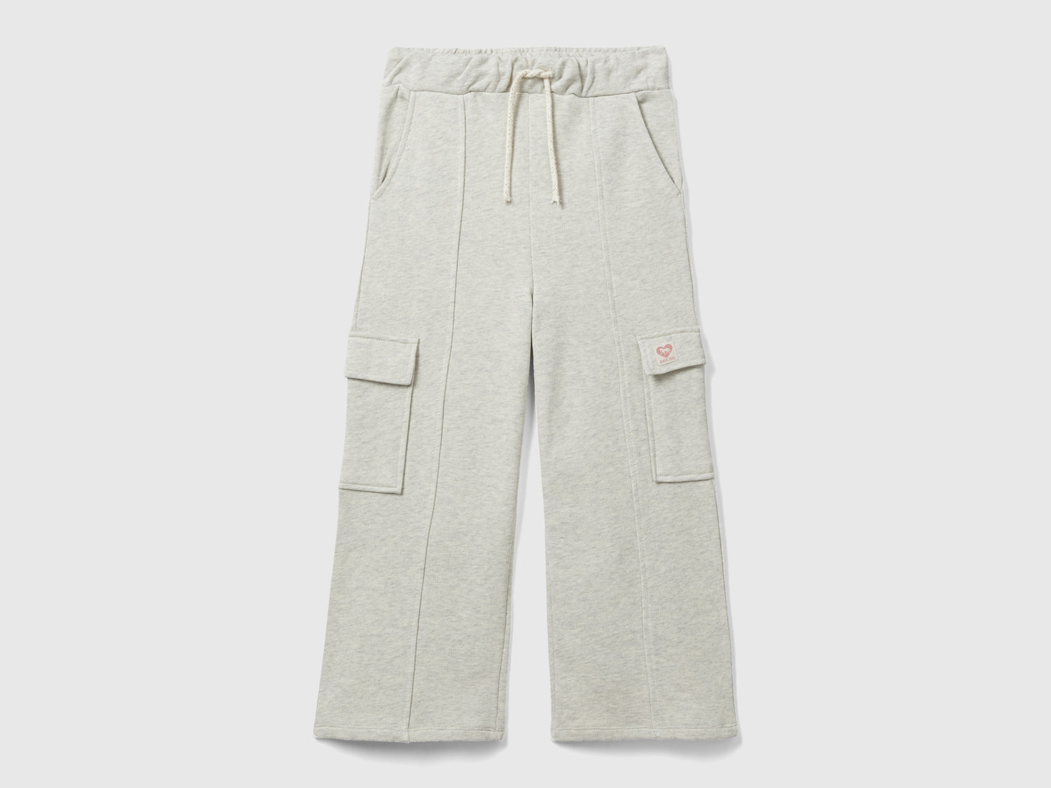 Pantaloni ampi in felpa da bambina grigio chiaro | Benetton Outlet