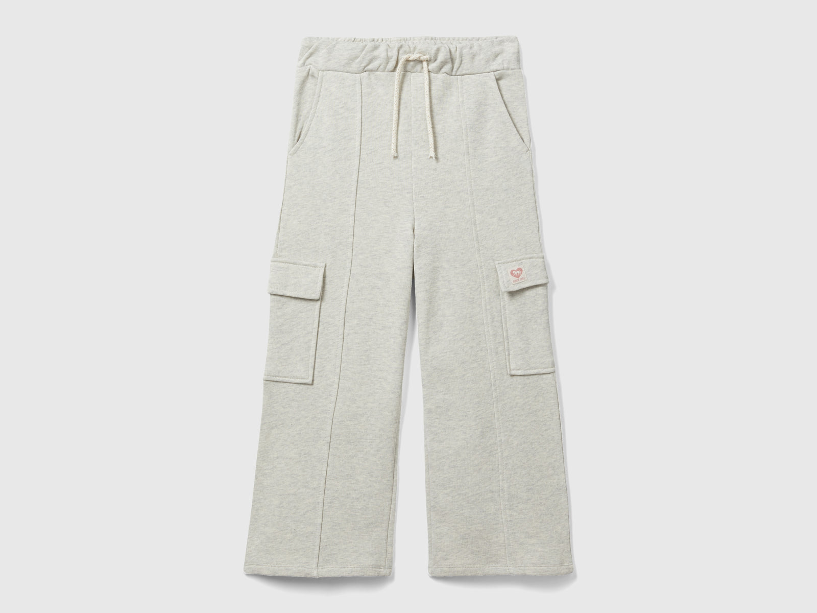 Pantaloni ampi in felpa da bambina grigio chiaro | Benetton Outlet