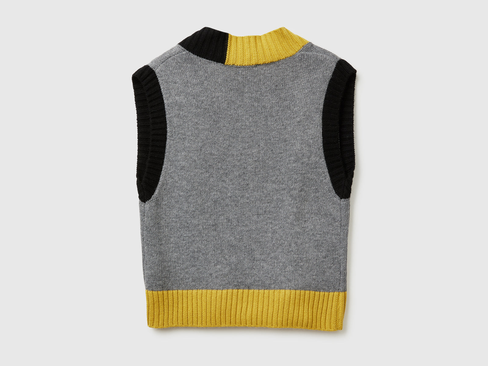 Gilet in maglia color block da donna grigio scuro 2 | Benetton Outlet