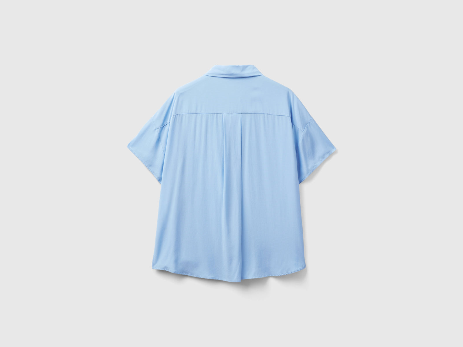 Camicia a manica corta in viscosa da donna celeste 2 | Benetton Outlet
