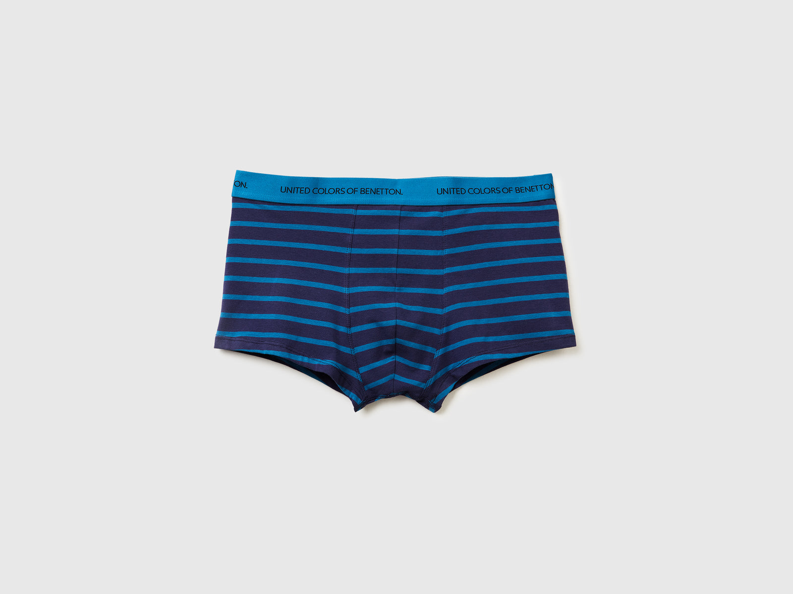 Boxer a righe in cotone stretch da uomo blu scuro | Benetton Outlet